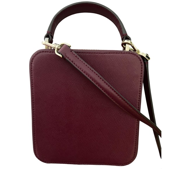 Kate Spade New York Meow Cat Daisy Crossbody Bag Burgundy Saffiano Leather - Picture 4 of 16